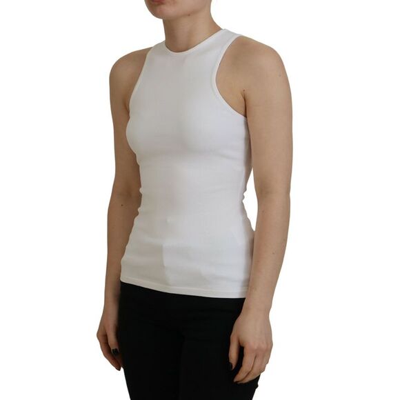 Dsquared² White Viscose Sleeveless Round Neck Tank Women's T-shirt (Pre-Owned) - Picture 2 of 5